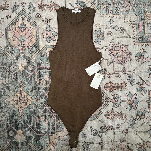 Good American Tops - Good American Good Touch Rib Bodysuit Brown GB0361 Size 3 L